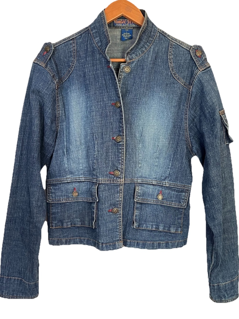 Magic Jeans Military Style Y2K Jean Jacket